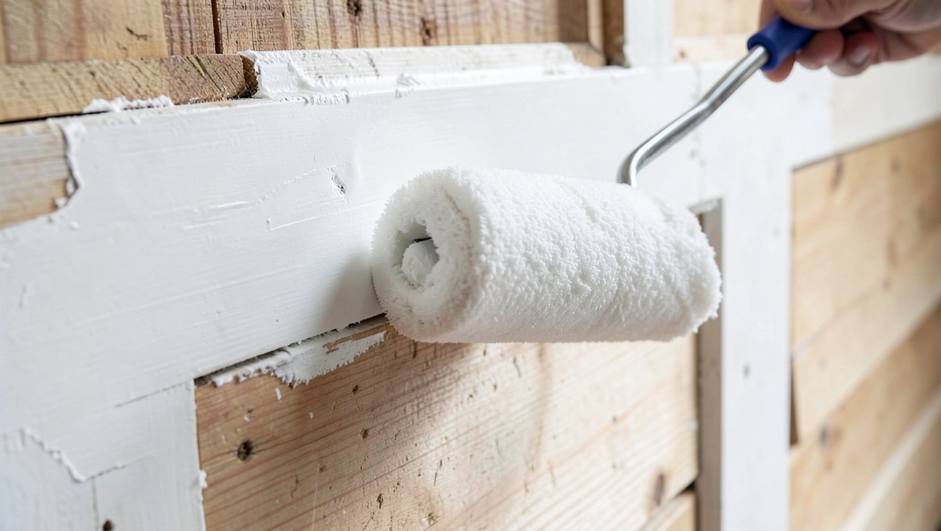 Aplikacja farby na lamperię warsztatową