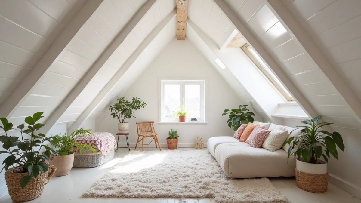 biała boazeria na poddaszu