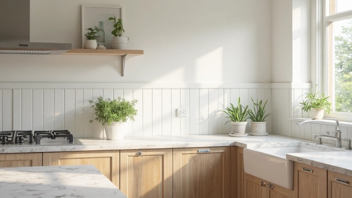 biała boazeria w kuchni