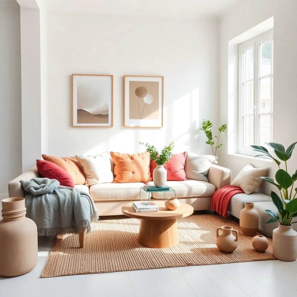 Białe ściany w salonie jakie dodatki