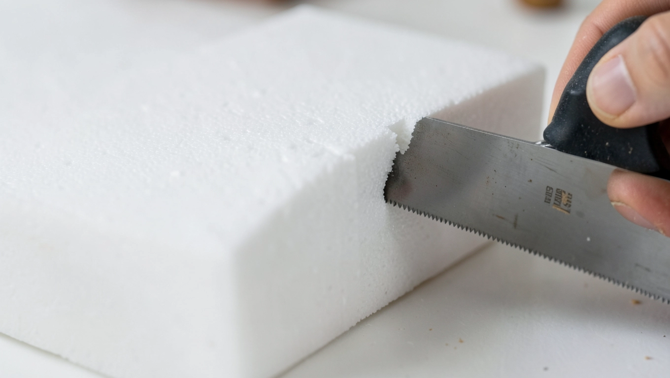 Cięcie listew styropianowych pod 45 stopni w zewnętrznych rogach