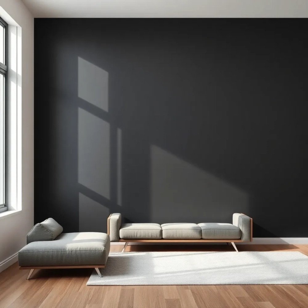 Ciemna ściana w salonie