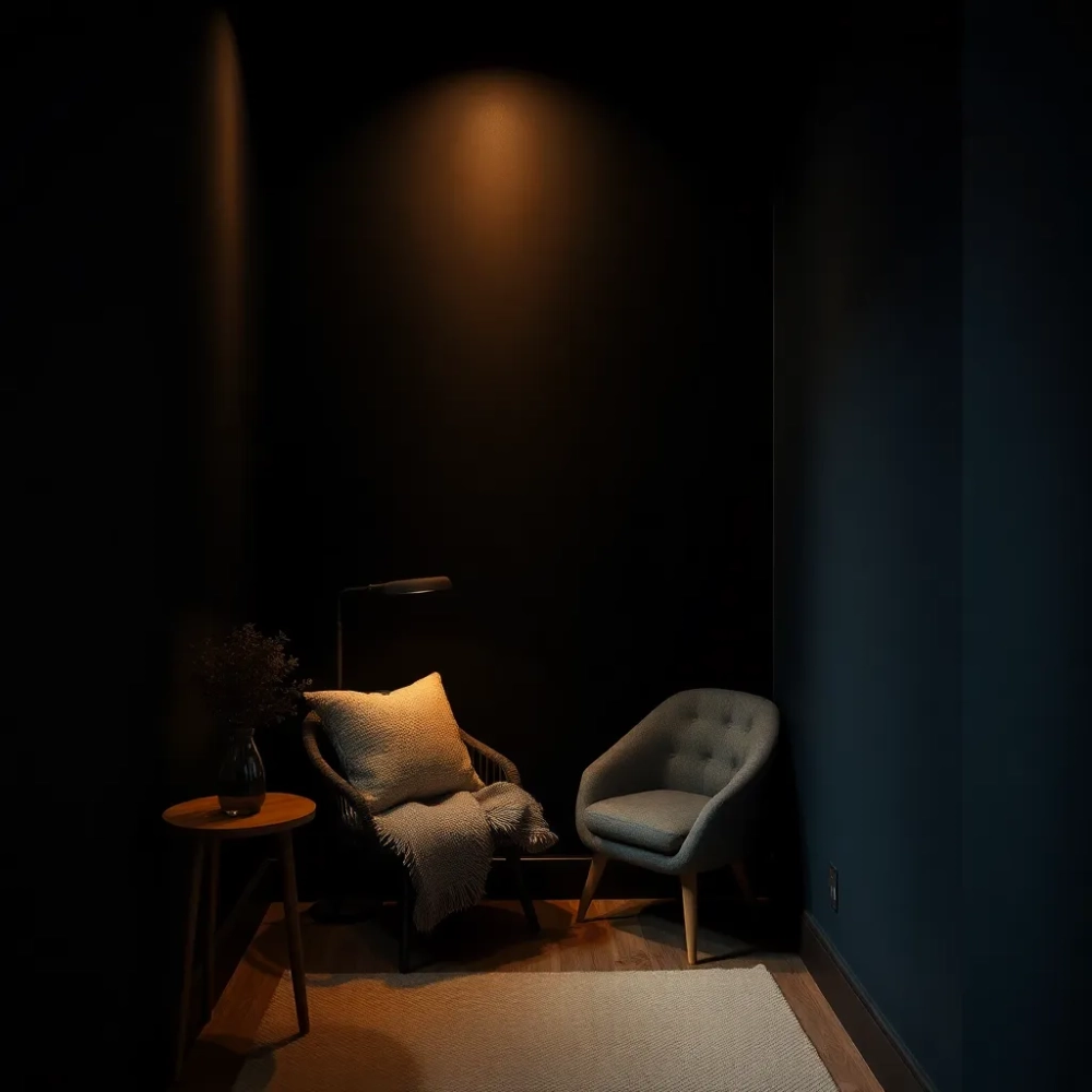 Ciemne ściany w małym pokoju