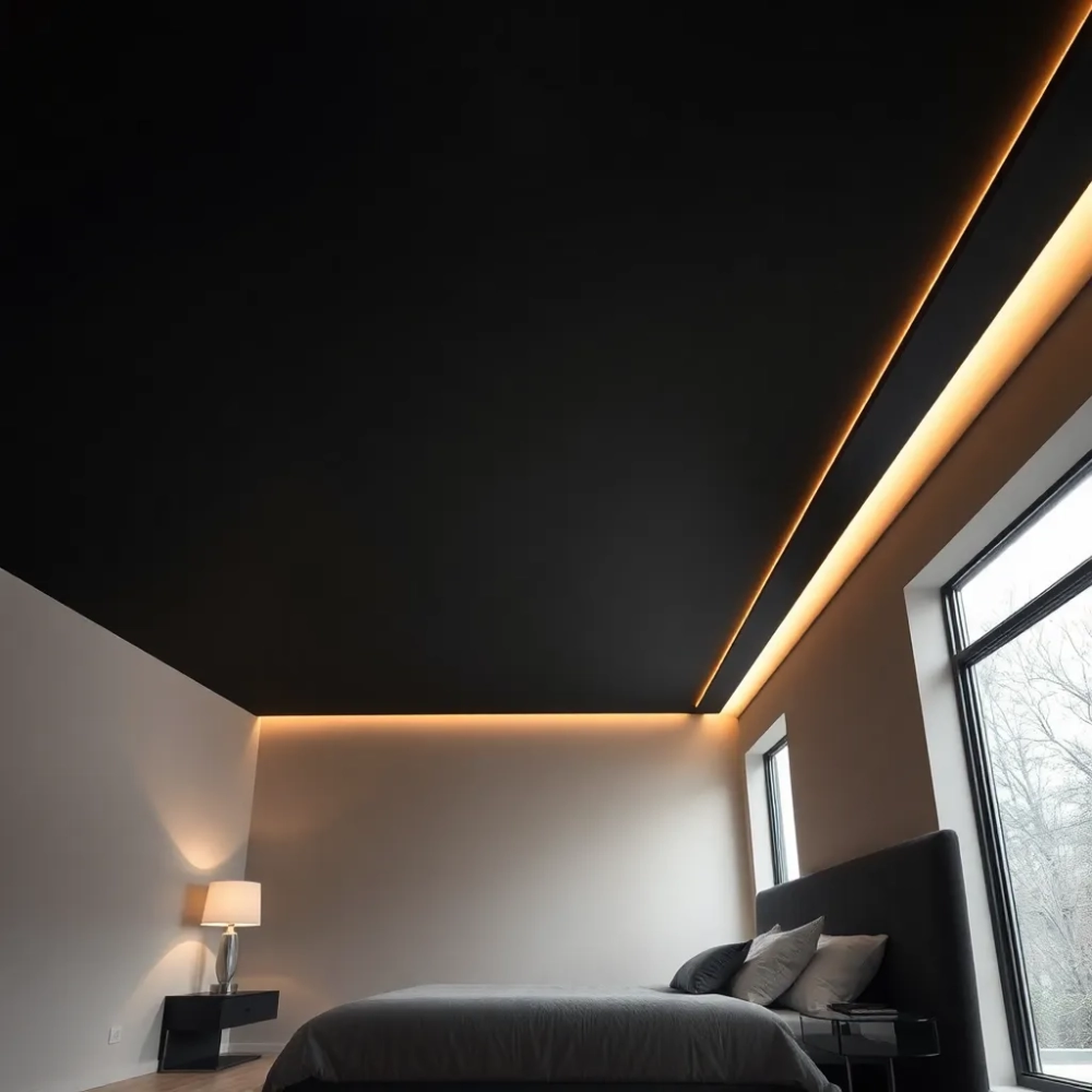 Ciemny sufit w sypialni