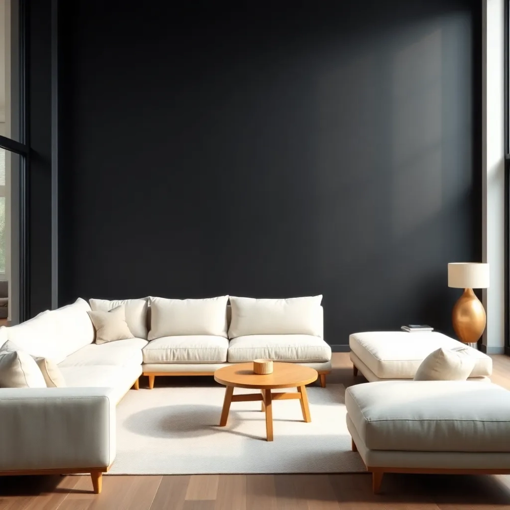 Czarna ściana w salonie aranżacje