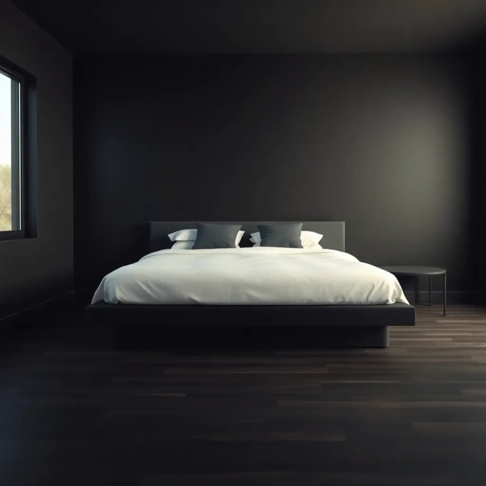 Czarną ściana w sypialni