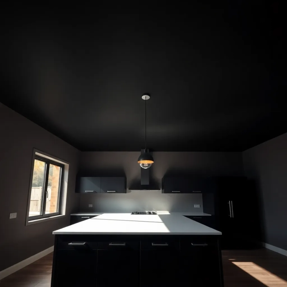 Czarny sufit w kuchni