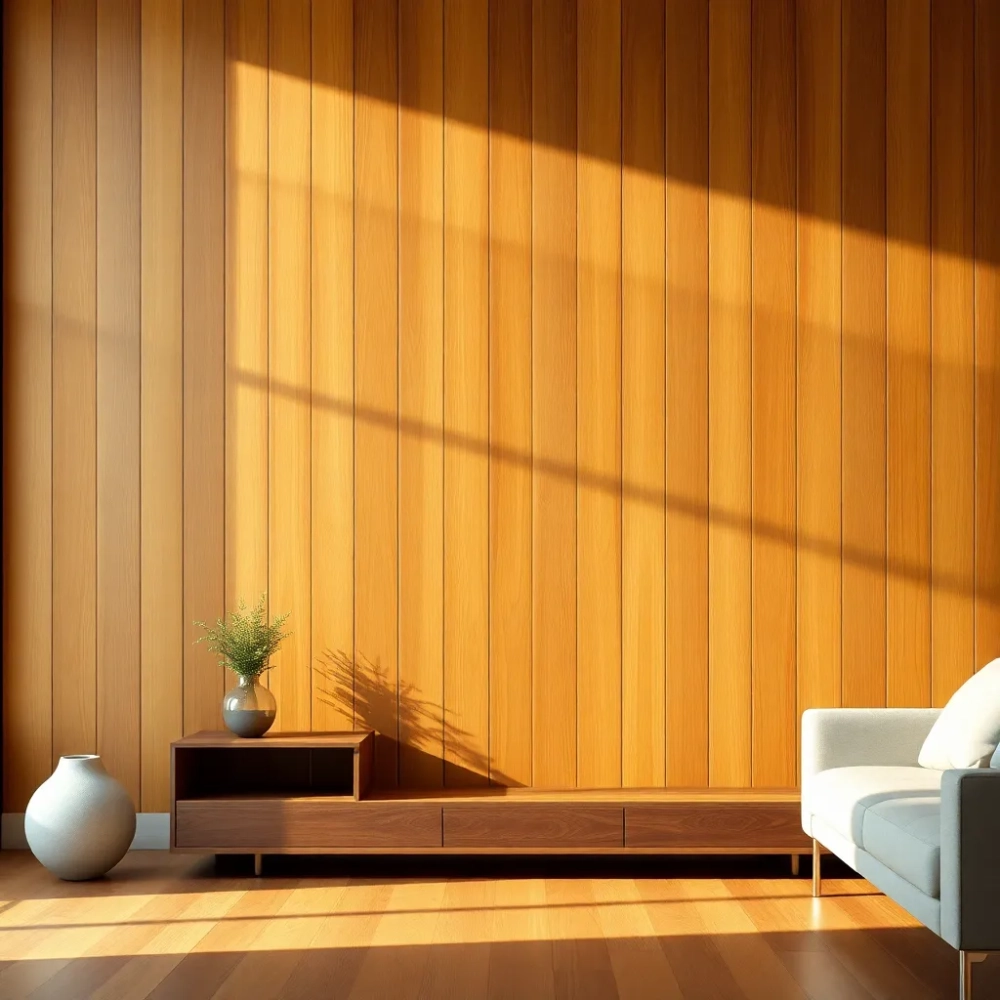 Drewnianą ściana w salonie