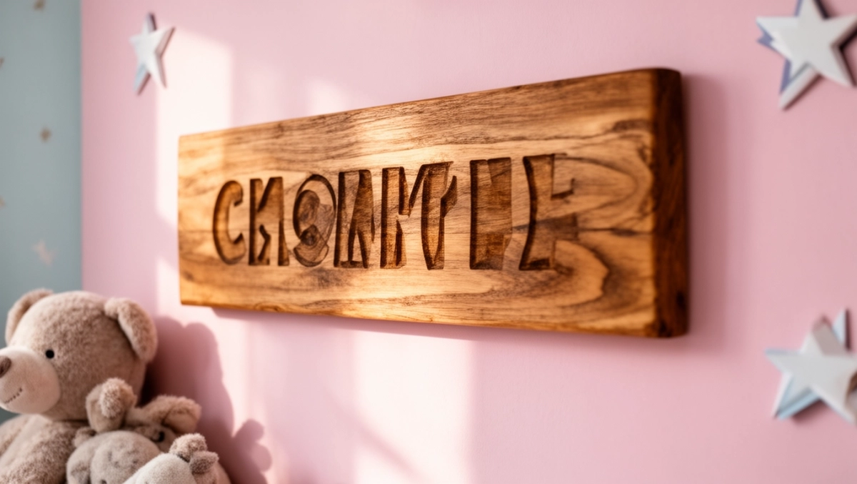 Drewniany napis na ścianę