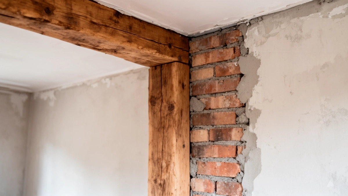 Drewniany słup w ścianie