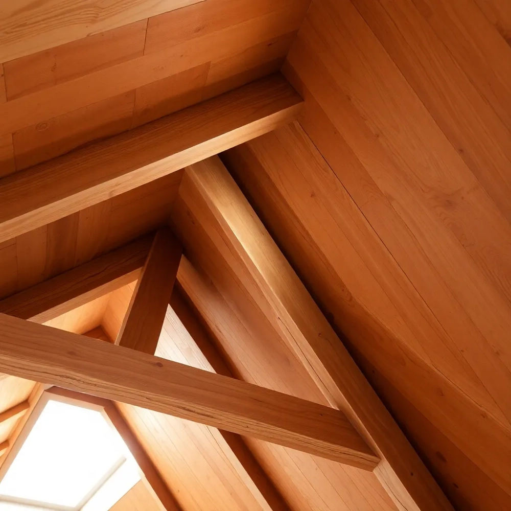 Drewniany sufit na poddaszu