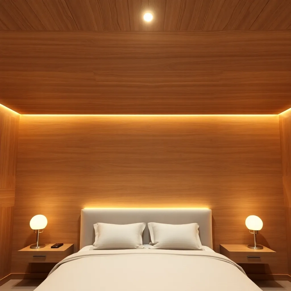 Drewniany sufit w sypialni
