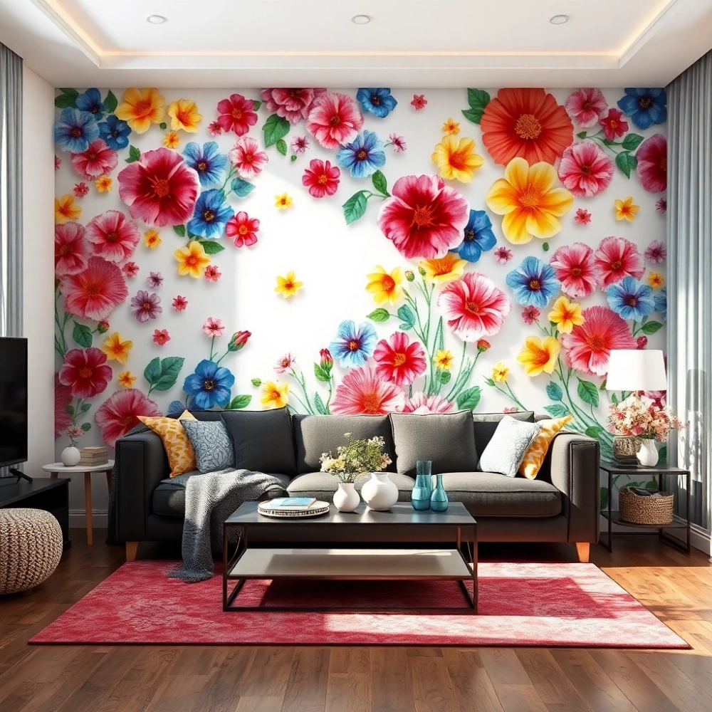 Fototapety 3D kwiaty do salonu