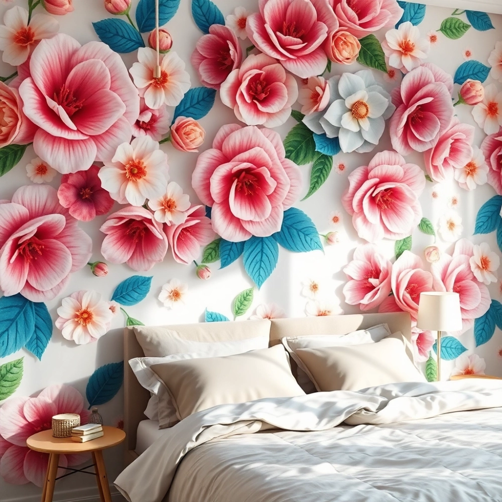 Fototapety 3D kwiaty do sypialni