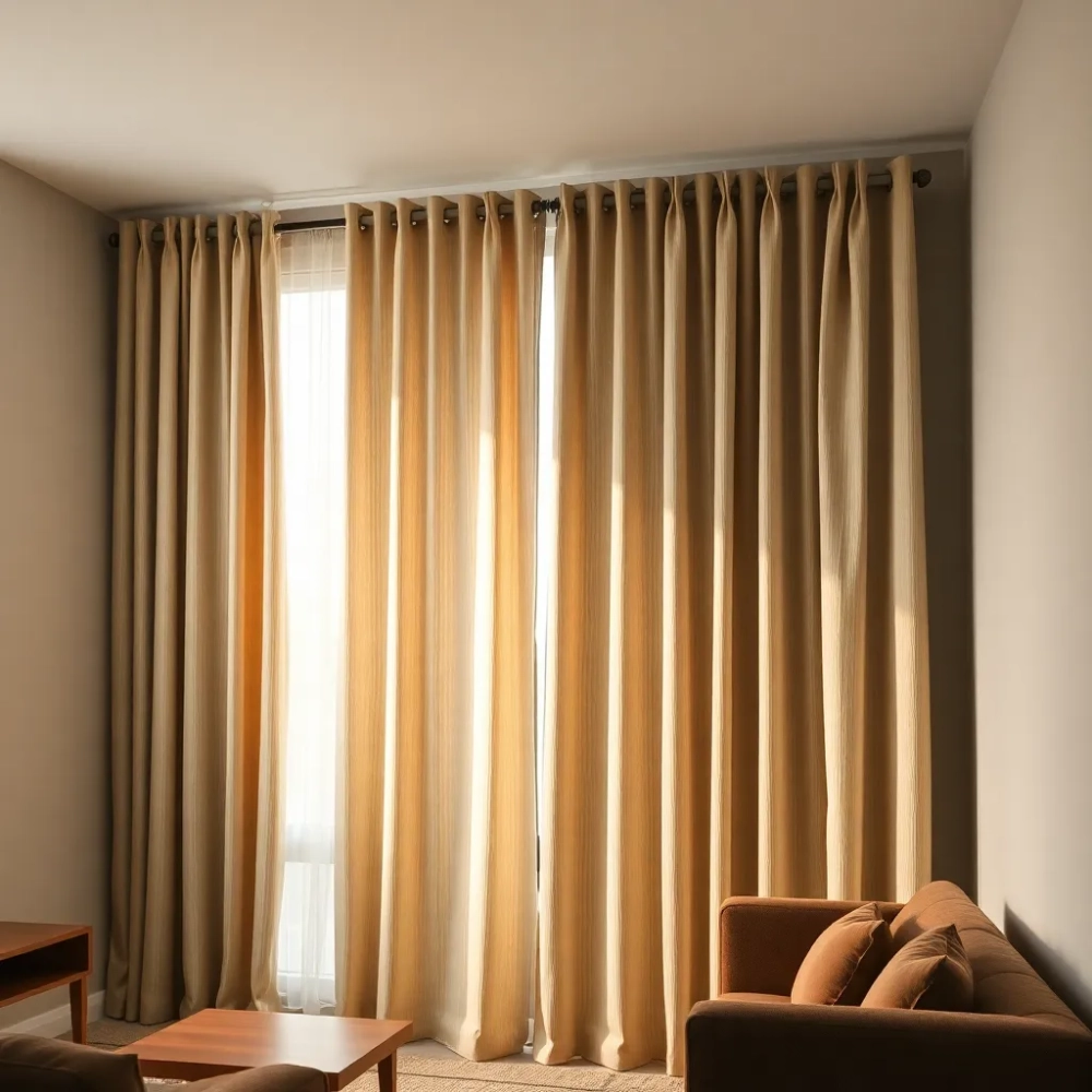 Jakie zasłony do szarych ścian i brązowych mebli