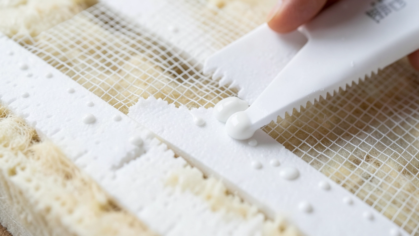 Klejenie listwy dylatacyjnej z siatką przyokienną