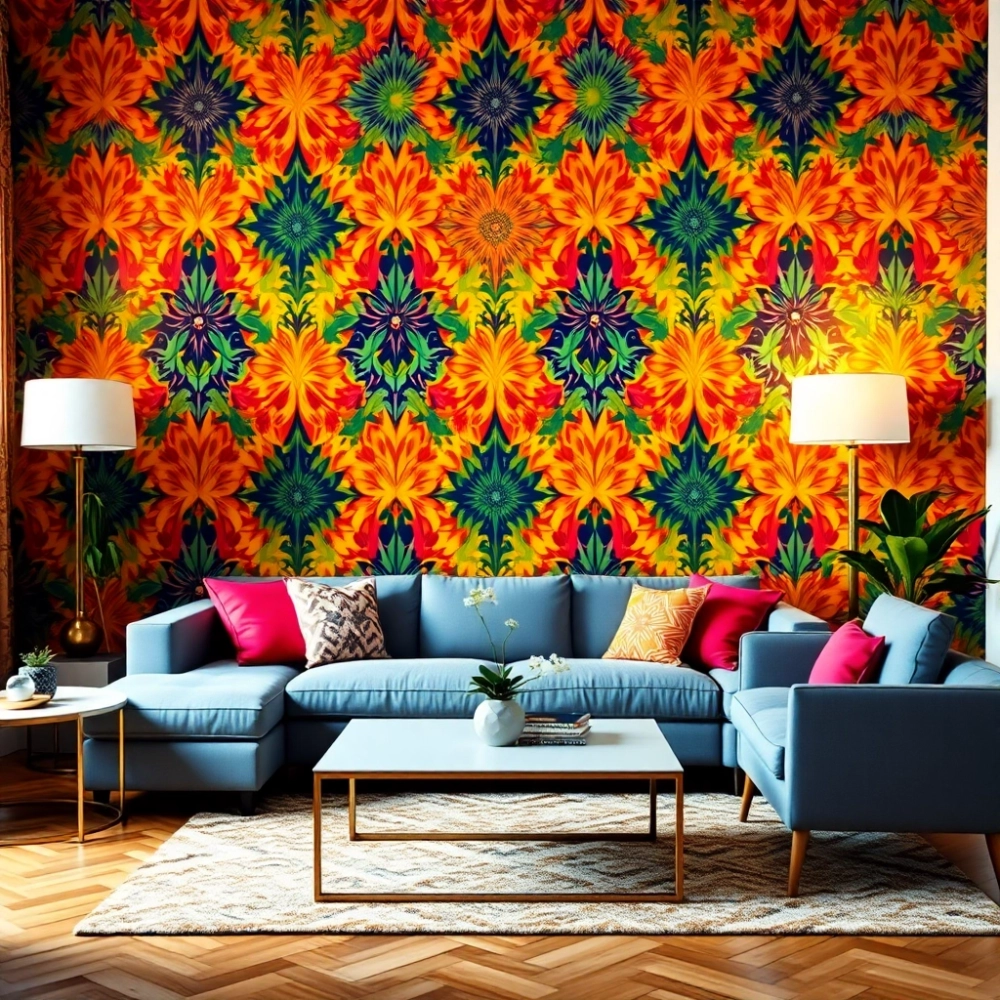 Kolorowa tapeta do salonu