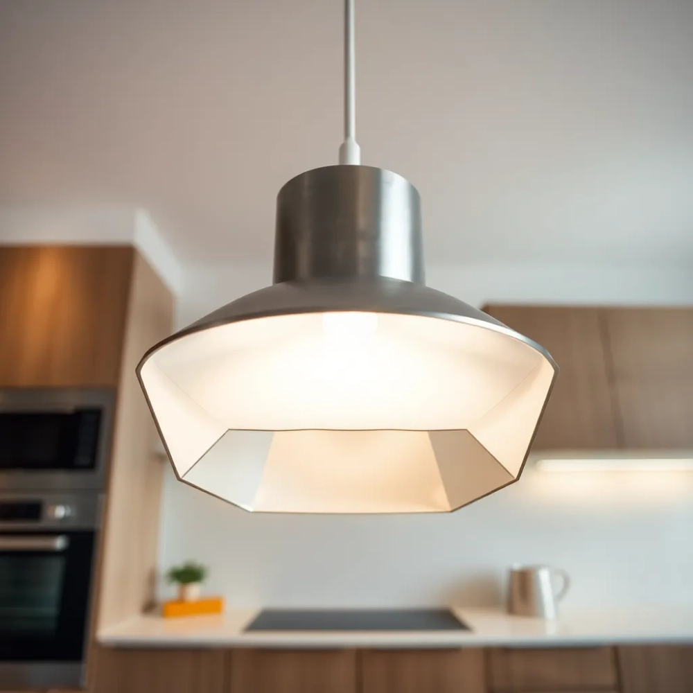 Lampa sufitowa srebrna do kuchni