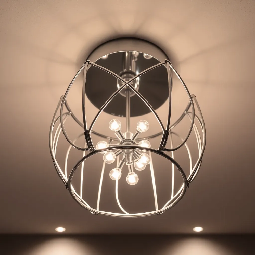 Lampa sufitowa srebrna do salonu