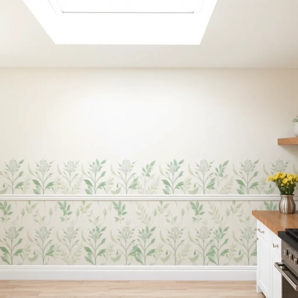 Lamperia z tapety w kuchni