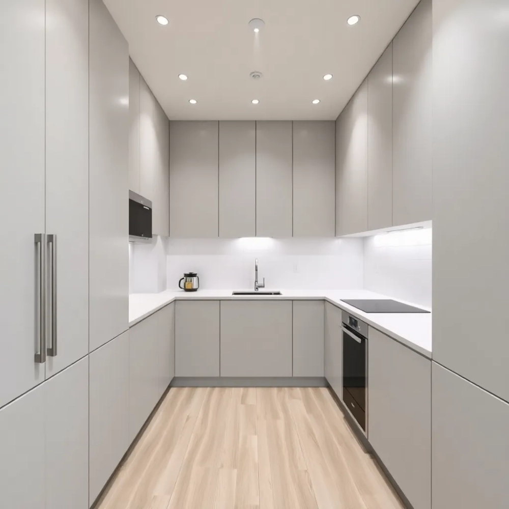 Mała kuchnia zabudowana do sufitu