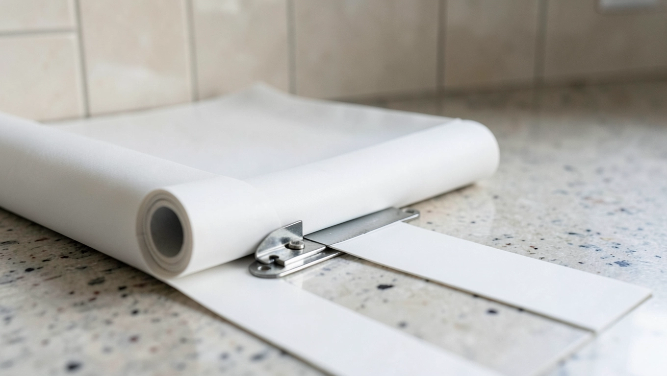 Montaż fototapety na płytkach kuchennych