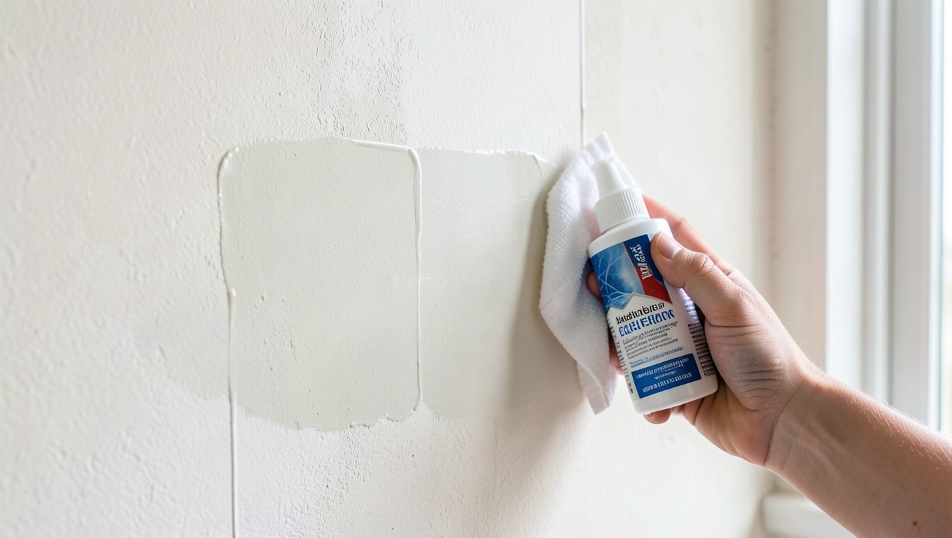 Montaż fototapety na ścianie salonu