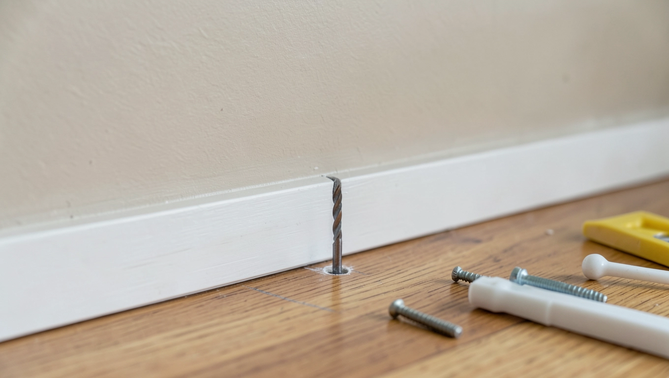 Montaż kołków do listwy podłogowej