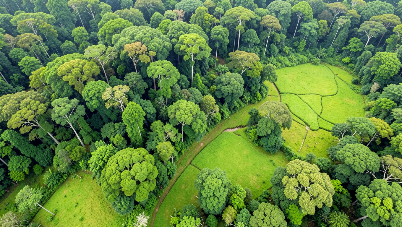 Natura z góry na fototapecie podłogowej