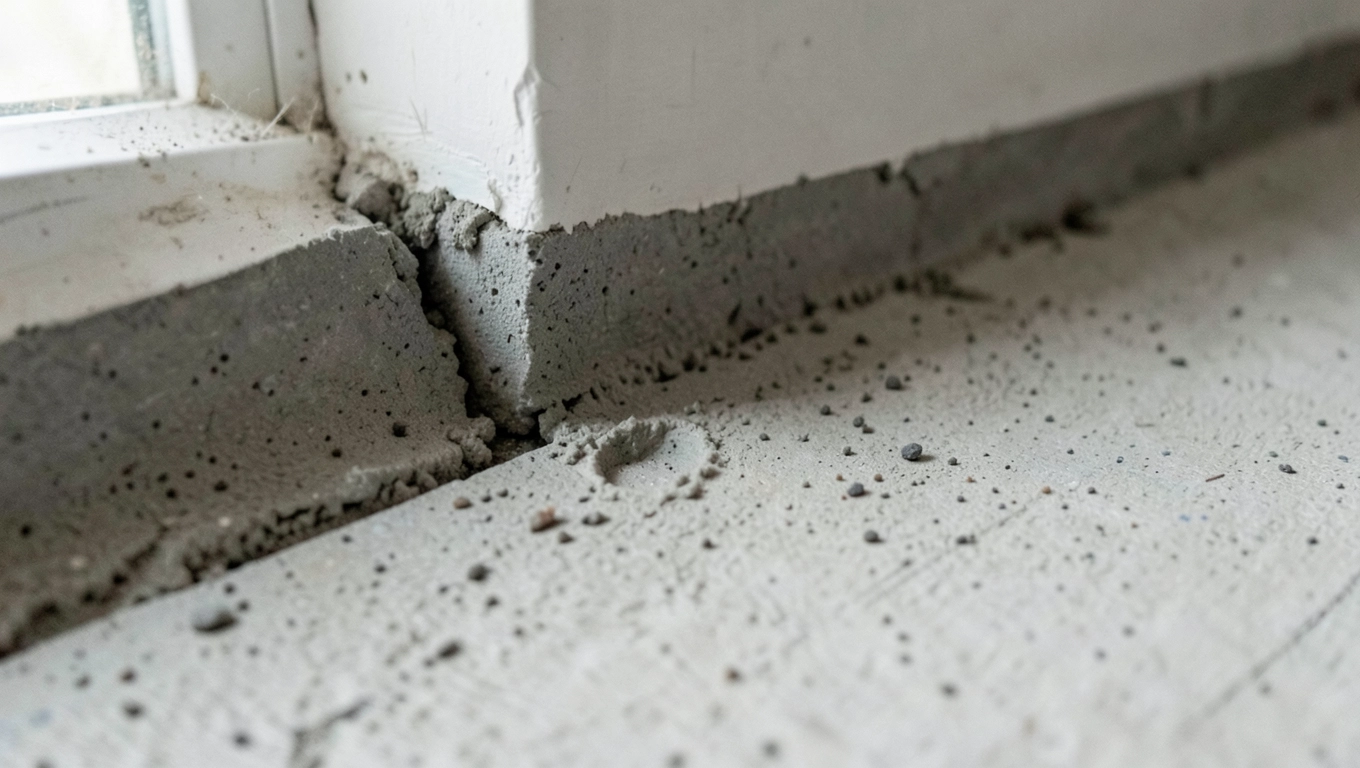 Nierówności podłogi powodujące szczelinę listwy