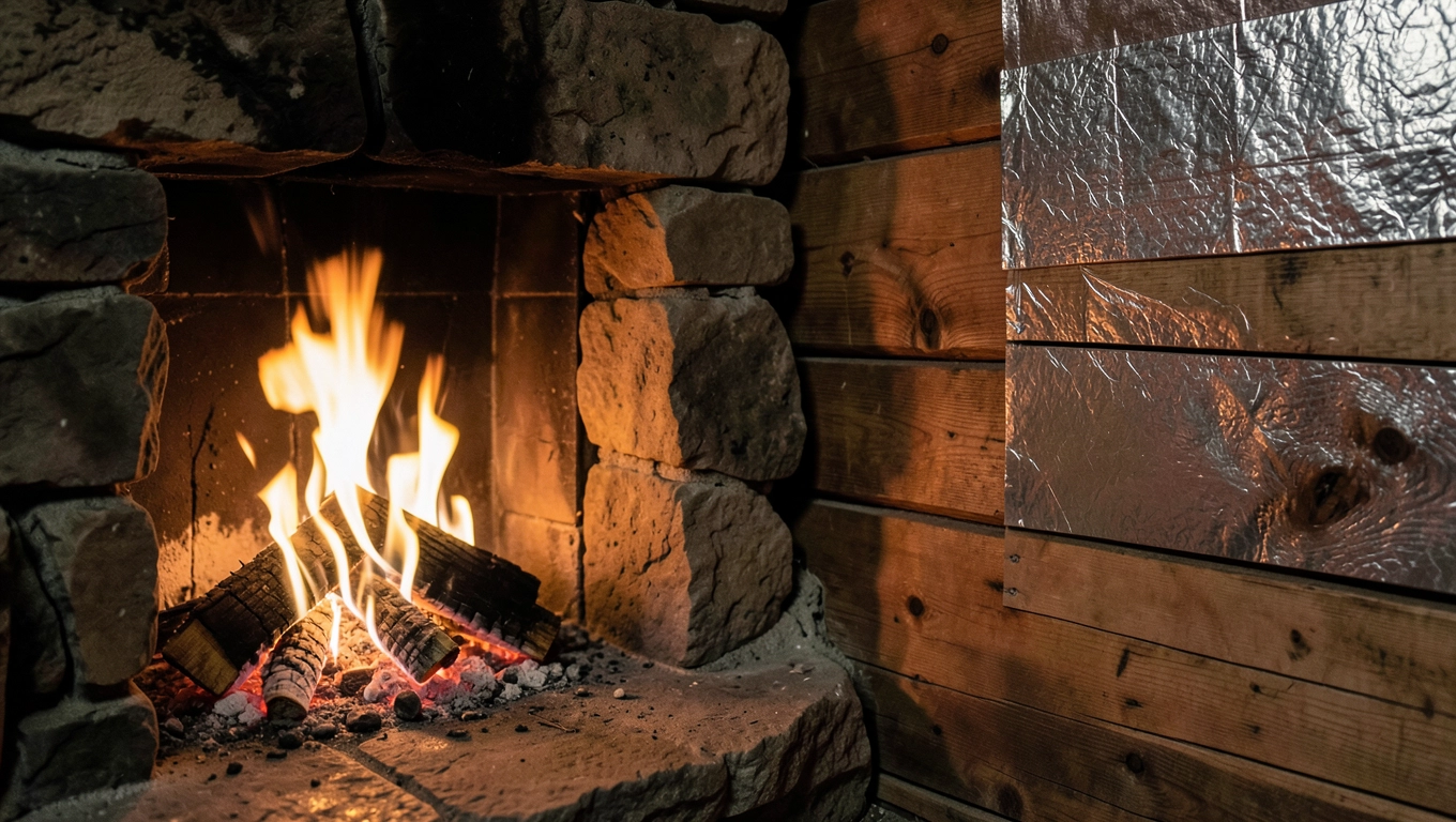 Odległość drewnianej ściany od kominka