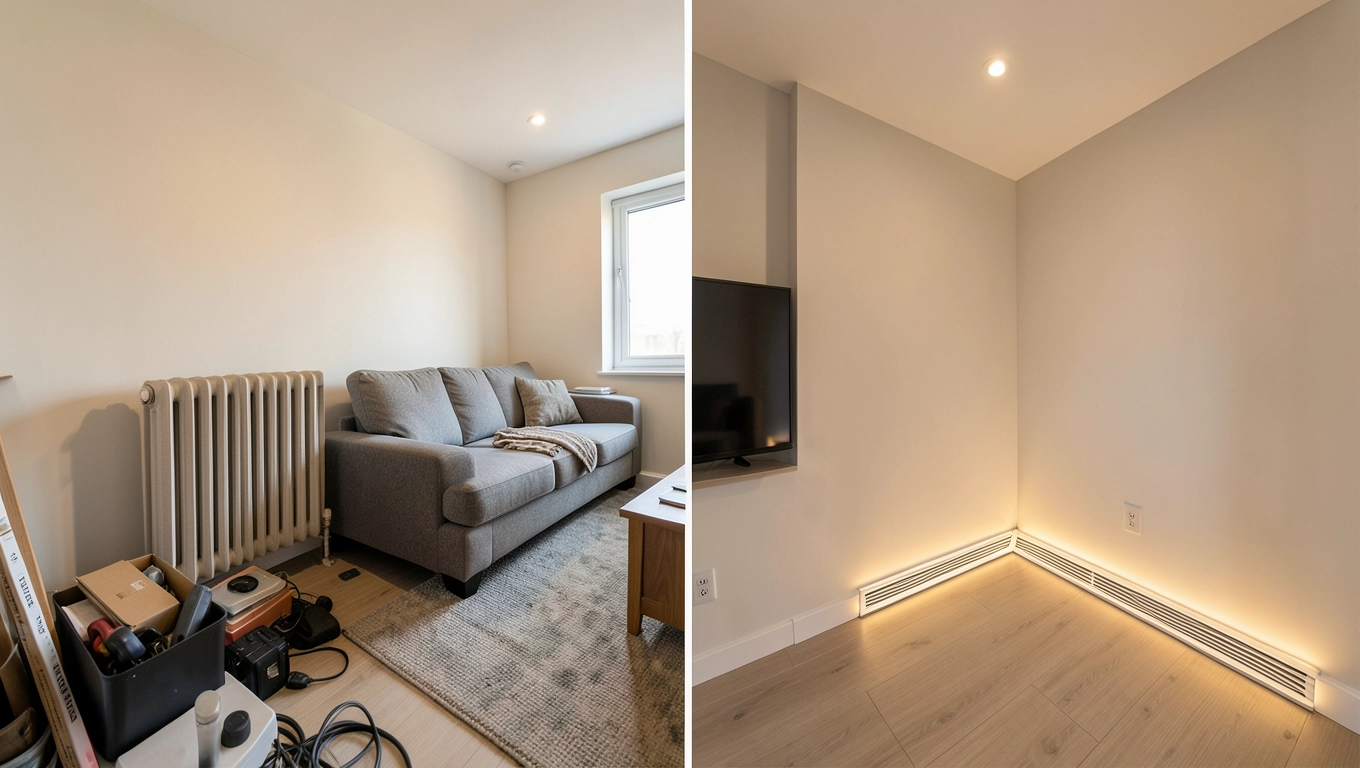 Oszczędność miejsca w ciepłym listwowym systemie