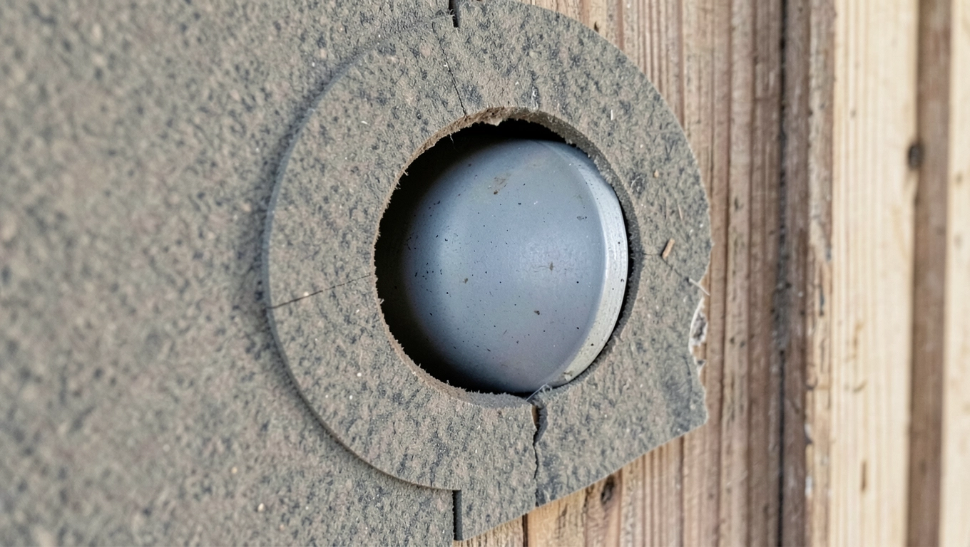 Płyta PDSE w przejściu komina przez drewno