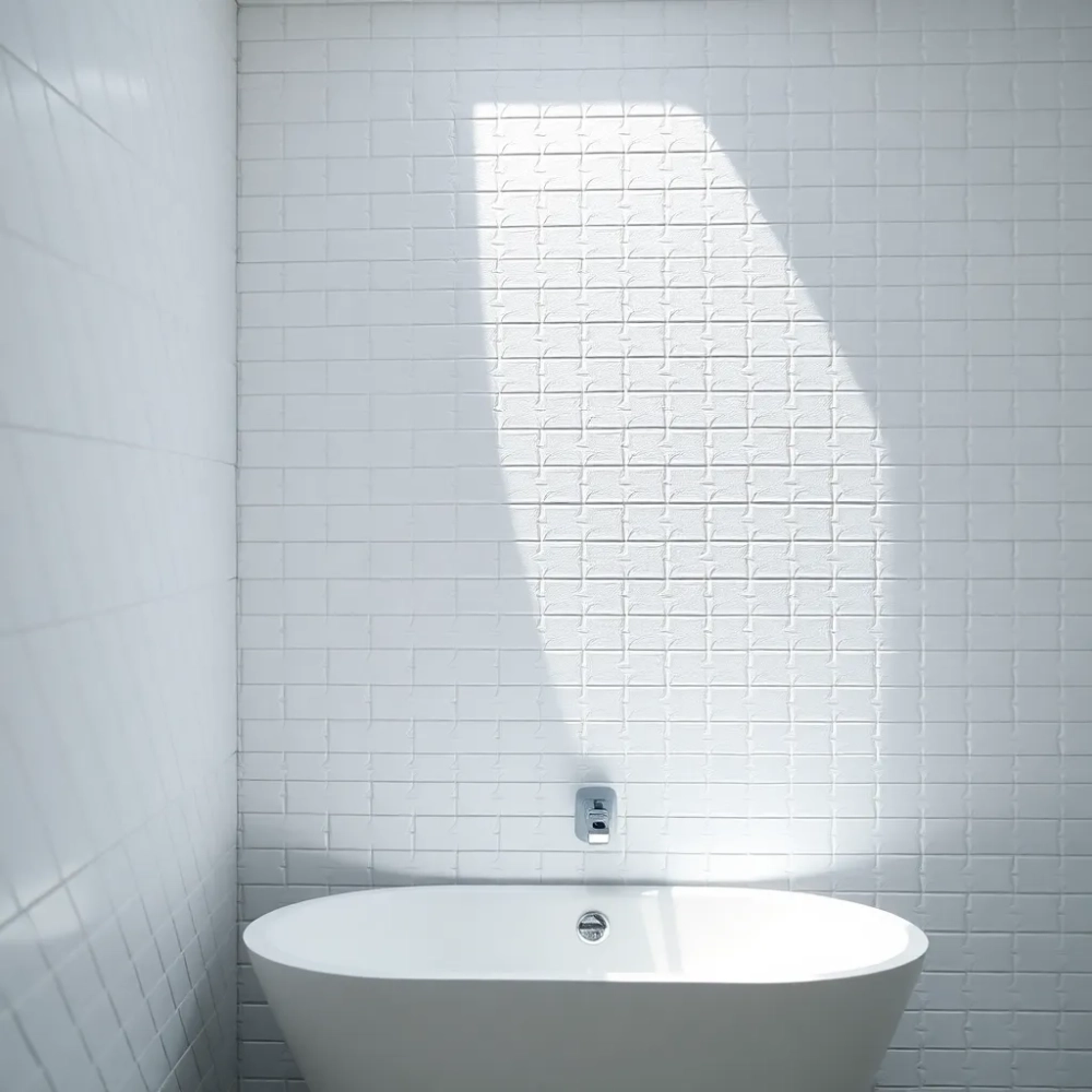 Płytki w jodełkę na ścianie łazienka