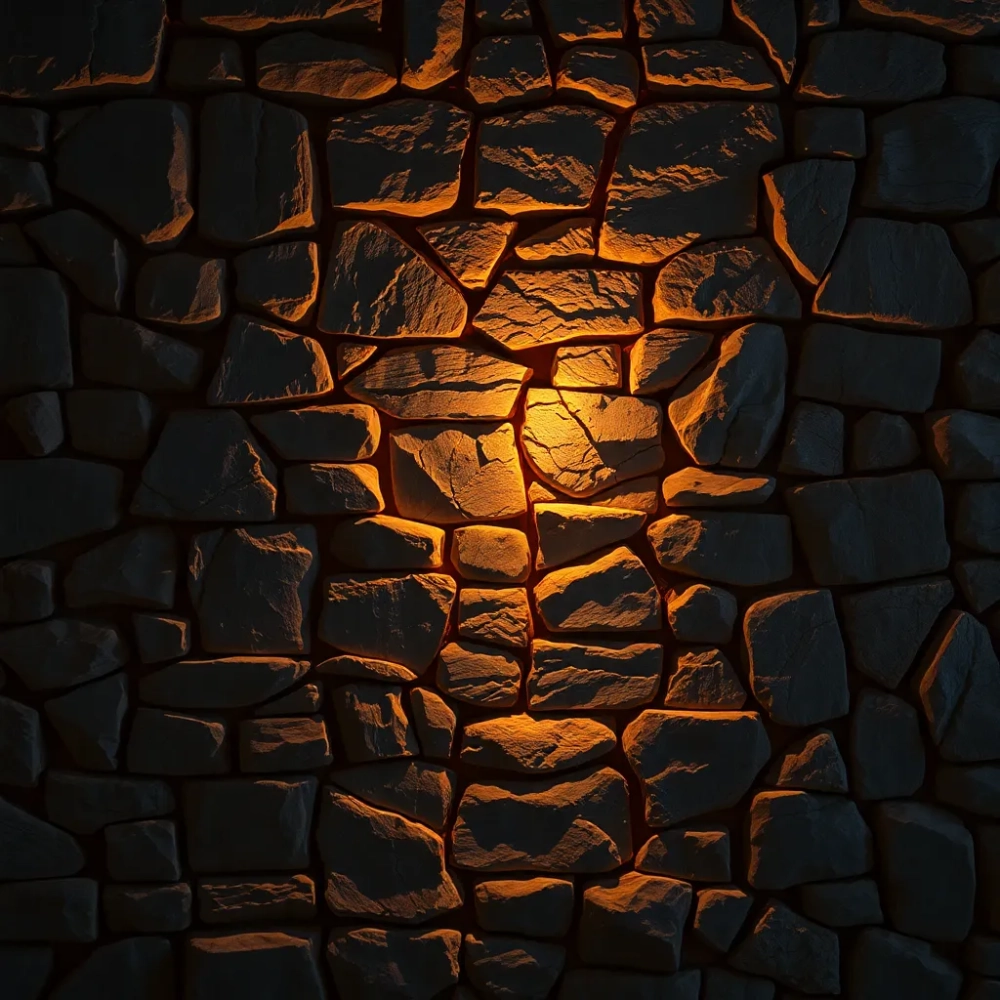 Podświetlana ściana z kamienia