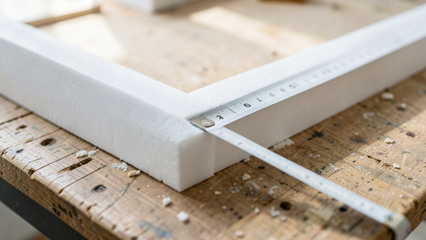 Pomiar długości listew styropianowych na rogi