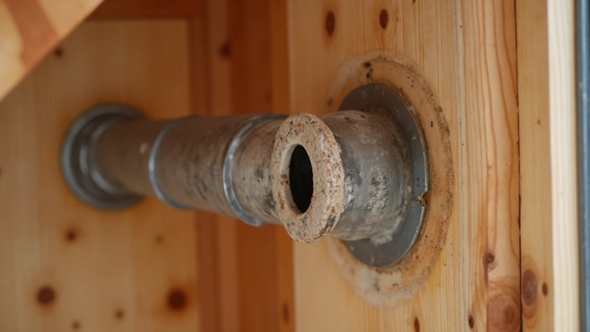 przejście rury spalinowej przez ścianę drewnianą