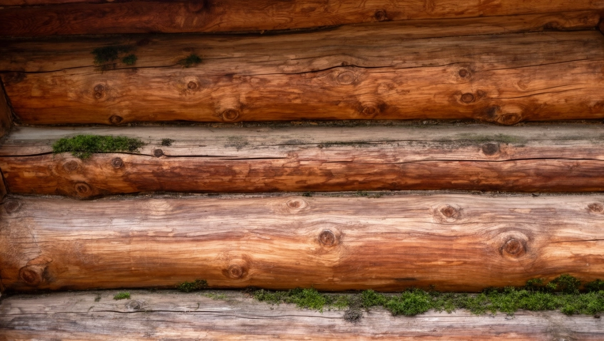 Ściana z bali drewnianych