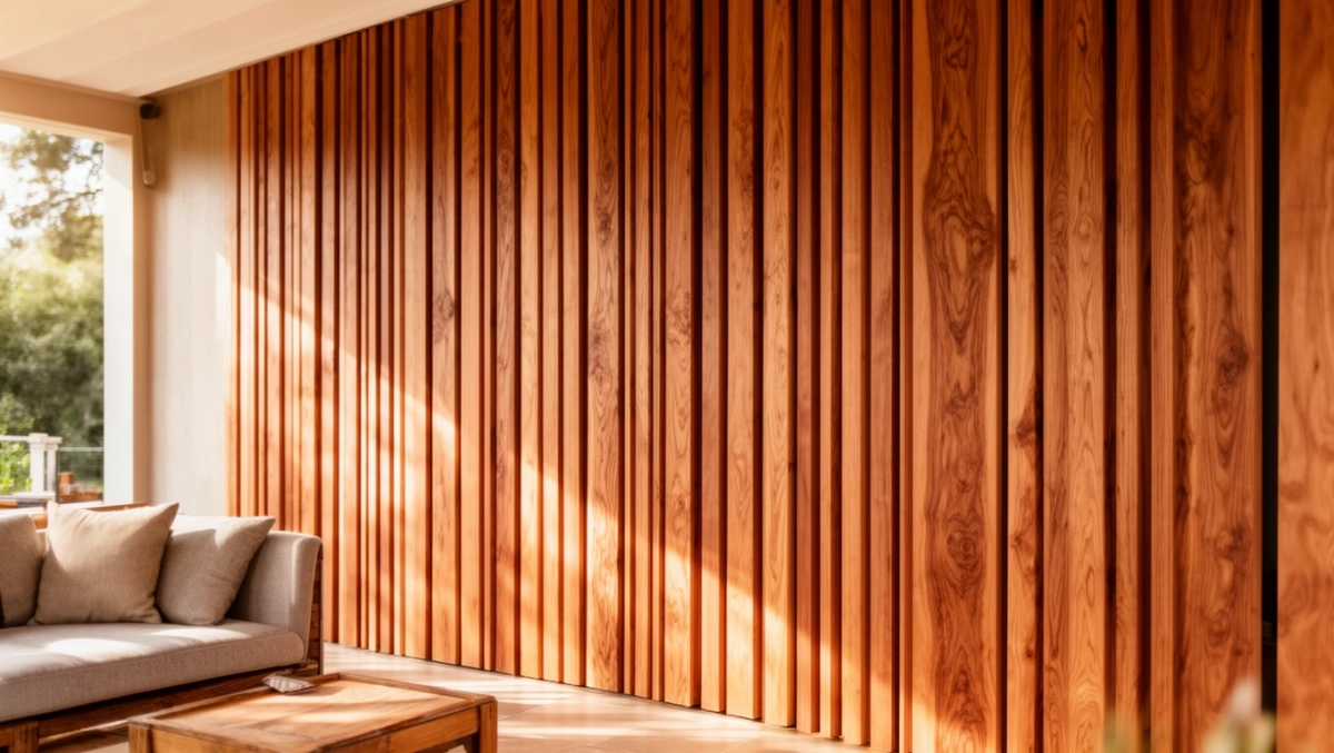 ściana z listewek drewnianych