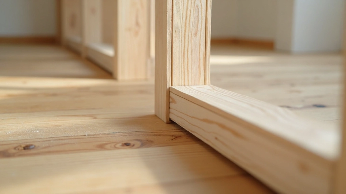 Ścianka działowa na drewnianej podłodze