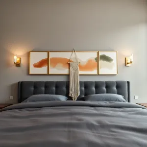 Aranżacja ściany nad łóżkiem w sypialni