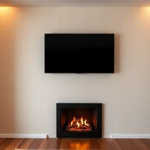 Aranżacja ściany z kominkiem i telewizorem