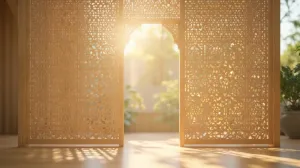 ażurowa drewniana ścianka działowa