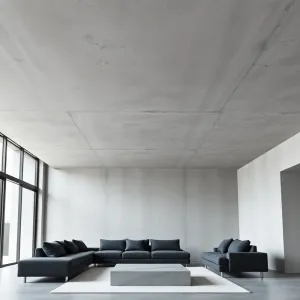 Betonowy sufit w salonie