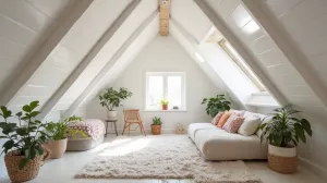 biała boazeria na poddaszu