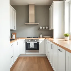 Biała kuchnia z drewnianym blatem jakie ściany