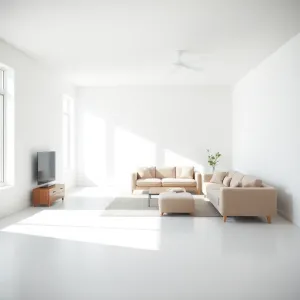 Białe ściany w salonie