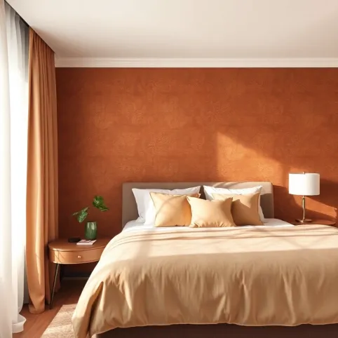 Brązowa tapeta do sypialni