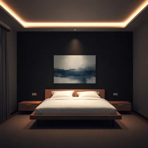 Ciemna ściana w sypialni