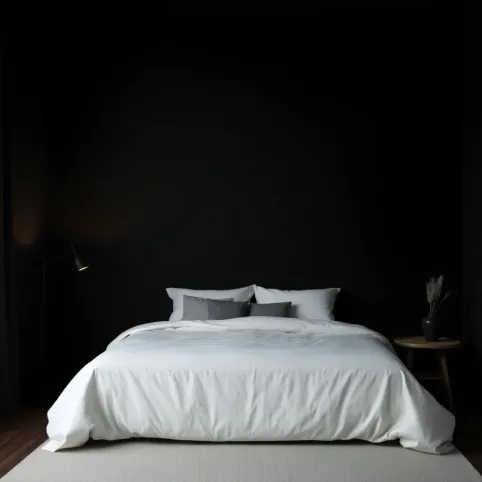 Czarne ściany w sypialni